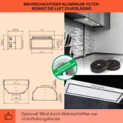 Camila Dunstabzugshaube Einbau 70 Cm 397 M³/h LED Touch Edelstahl -Optimal Küchengeräte Geschäft 10041346 de 0005 usp
