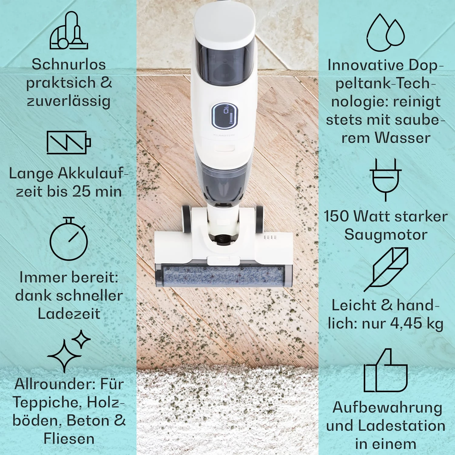 Caswell Nass-/Trockensauger Kabellos Akkubetrieben LED-Display 4 Caswell Nass-/Trockensauger Kabellos Akkubetrieben LED-Display – Bild 2