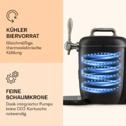 Passau Bierzapfanlage 6 L Universalfässer Druckluftpumpe 3 - 12 °C 65 W -Optimal Küchengeräte Geschäft 10041520 de 0006 logo