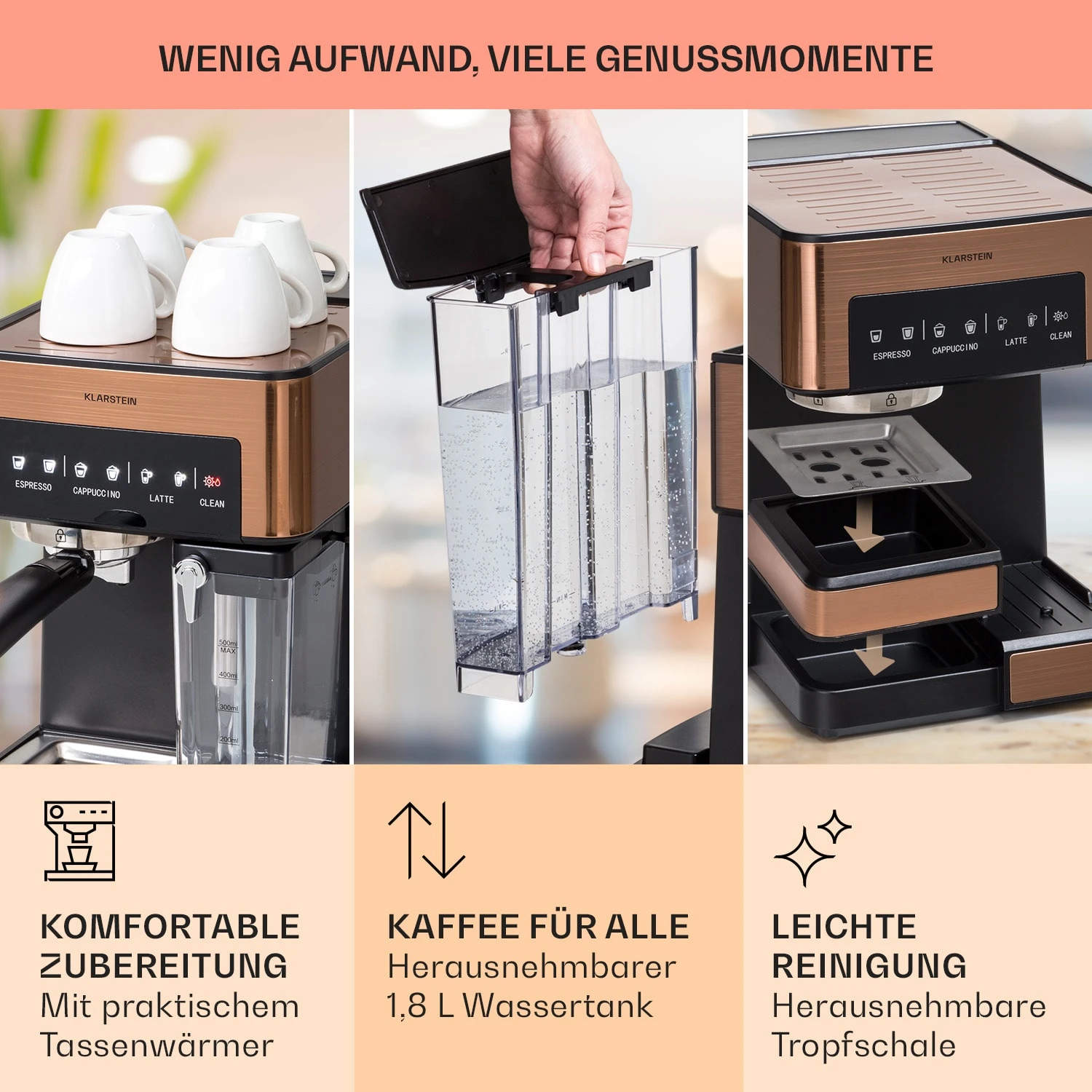 Arabica Comfort Espressomaschine 1350W 20 Bar 1,8l Touch-Bedienfeld 8 Arabica Comfort Espressomaschine 1350W 20 Bar 1,8l Touch-Bedienfeld – Bild 6