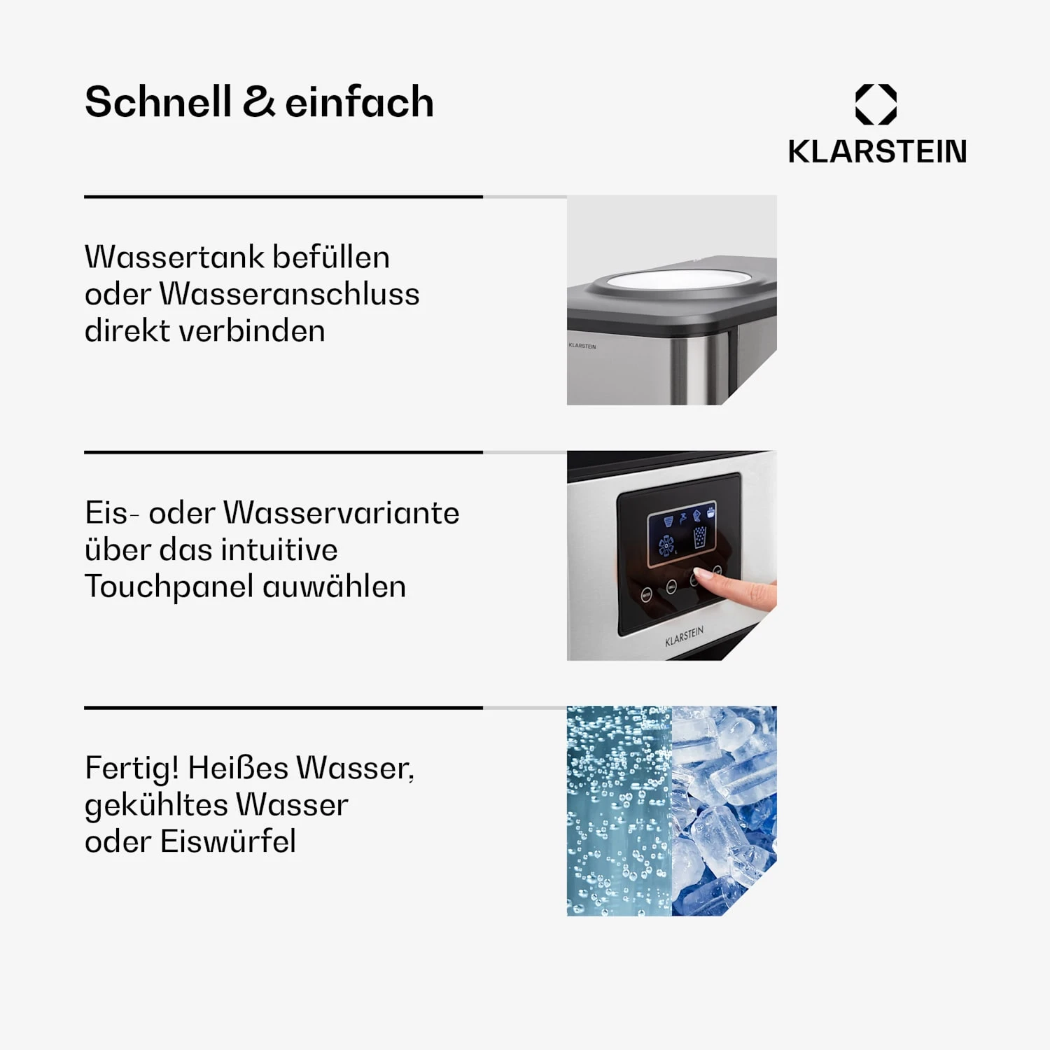 Aqueous Eiswürfelmaschine 3-in-1: Eiswürfel, Wasserspender: Heiß & Kalt 20 Kg/24h 6 Aqueous Eiswürfelmaschine 3-in-1: Eiswürfel, Wasserspender: Heiß & Kalt 20 Kg/24h – Bild 4