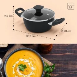 Noto Endurance Kochtopf Ø20cm Geschmiedetes Aluminium Deckel Induktion PTFE-Antihaftbeschichtung 19 Noto Endurance Kochtopf Ø20cm Geschmiedetes Aluminium Deckel Induktion PTFE-Antihaftbeschichtung -Optimal Küchengeräte Geschäft 10045006 yy 0009 dimensions