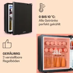 Happy Hour 38 Mini-Kühlschrank Minibar Getränkekühlschrank 38 L 26 DB -Optimal Küchengeräte Geschäft 10045045 de 0004 usp