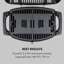Parforce One 3,5kW 12000BTU 300°C SNJS Gasschlauch Schwarz -Optimal Küchengeräte Geschäft 60002427 yy 0003 logo Klarstein Parforce One Gasgrill 12000BTU schwarz