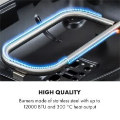 Parforce One 3,5kW 12000BTU 300°C SNJS Gasschlauch Schwarz -Optimal Küchengeräte Geschäft 60002427 yy 0005 logo Klarstein Parforce One Gasgrill 12000BTU schwarz